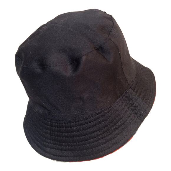 Womens Sun Hat BUTTERFLIES Blue and Black Reversible NWT Foldable Bucket - Picture 4 of 4